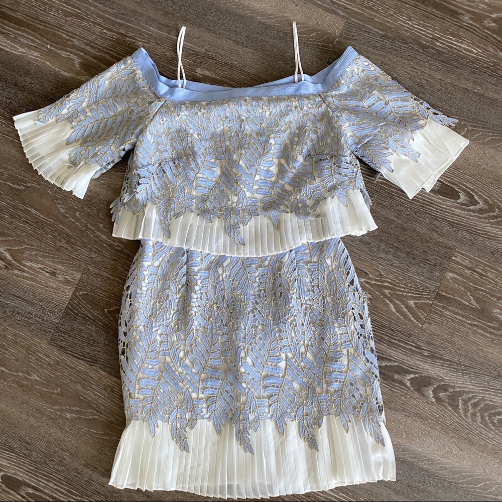 Topshop Boutique Pleated Appliqué Cocktail Dress S